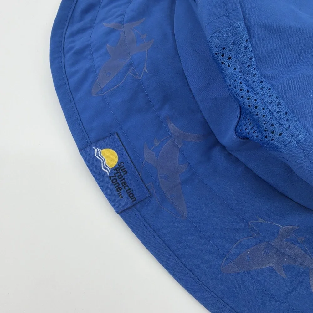 Sun Protection Zone Kids UPF 50+ Safari Sun Hat, Blue Sharks, Lightweight